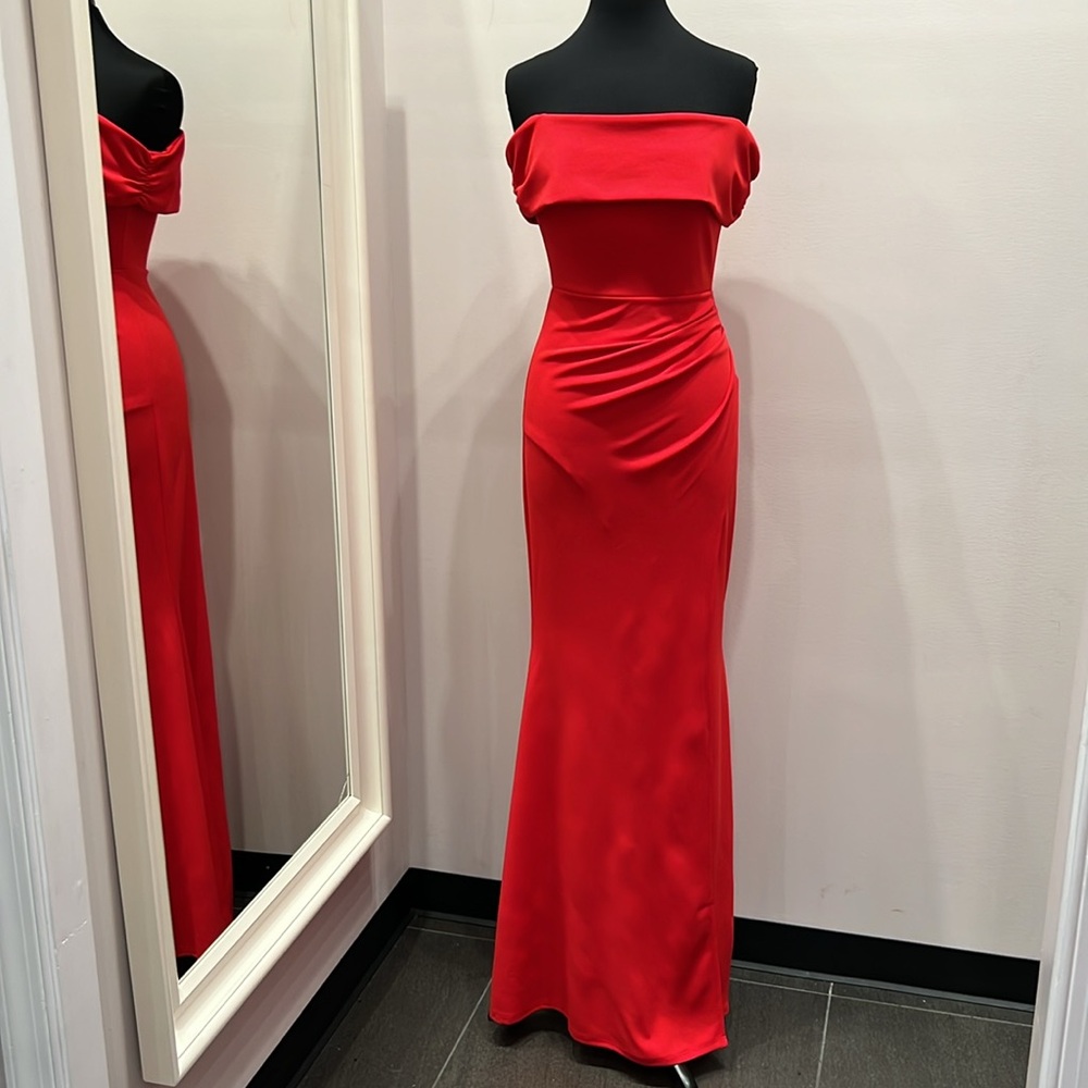 Off Shoulder Foldover Maxi Dress Red